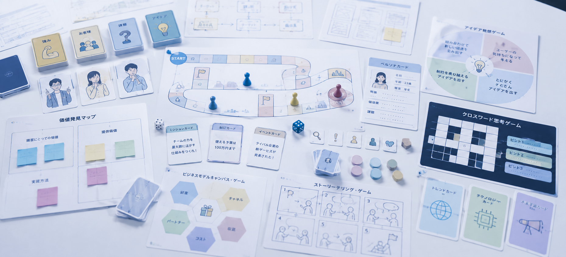 オリジナルで開発したワークショップ・ボードゲームの一例